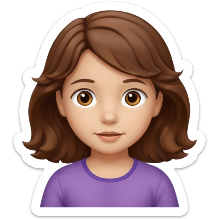 3yr old girl wavy/cyrly brown hair brown eyes sticker