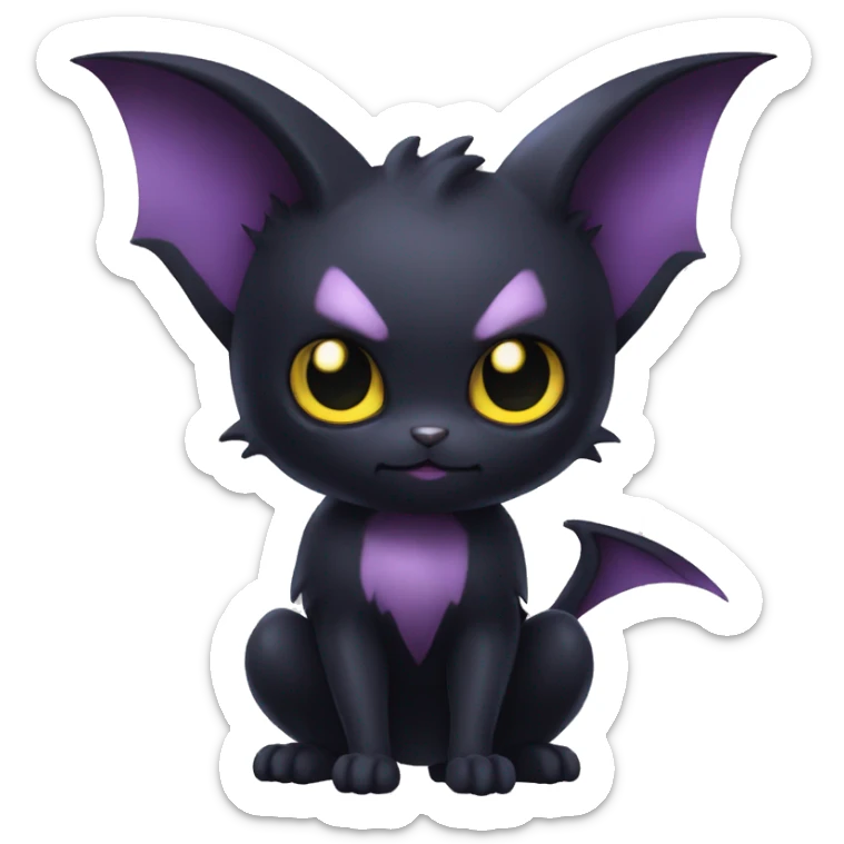 Cool Cute Edgy Dark Black Batty Chibi Noibat-Cat-Pokémon-Fakémon-hybrid sticker