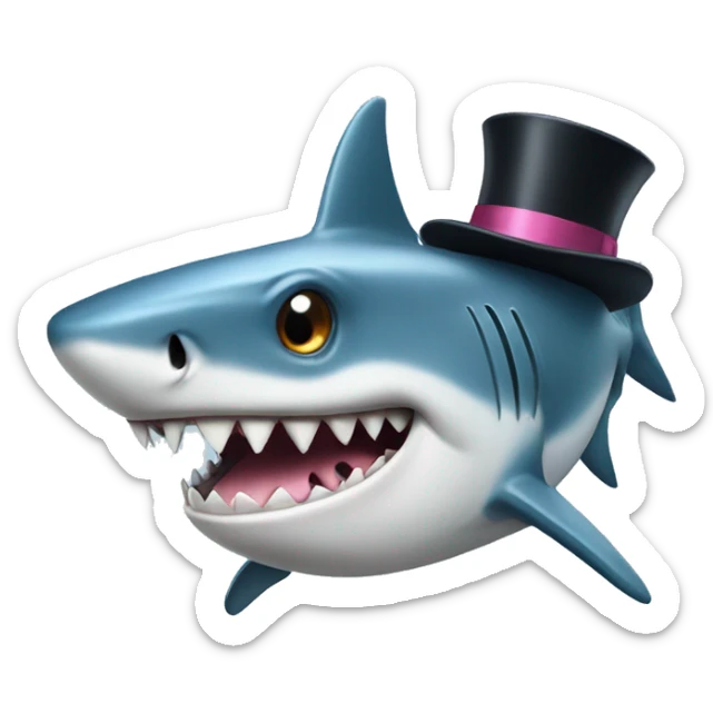 Shark with a top hat sticker