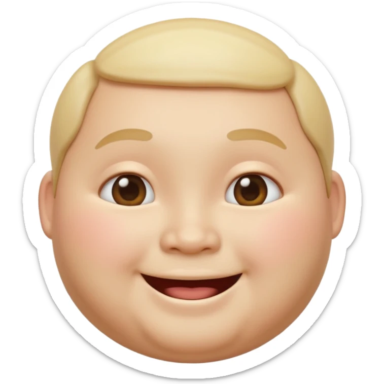 A 3D emoji in iOS emoji aesthetic style of a chubby person with round cheeks and a happy smile, soft and friendly expression, smooth glossy texture, minimal white background. sticker