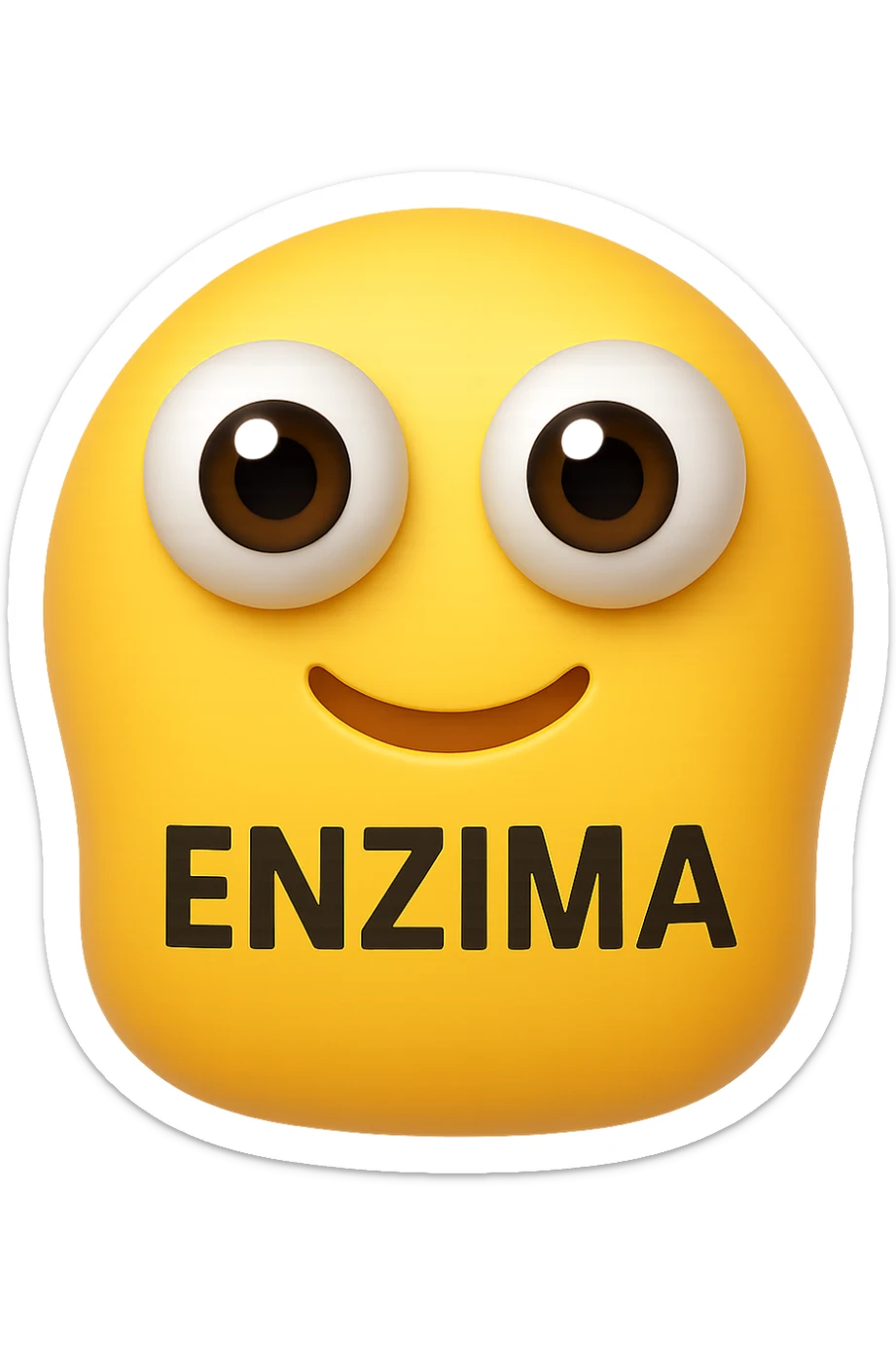 emoji con enzima umano con occhi 3d con la scritta "ENZIMA" SUL CORPO IN ITALIANO sticker