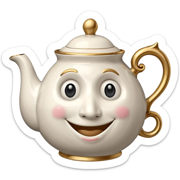 A character from the fairy tale Beauty and the Beast: Mrs. Potts, the lady who was turned into a teapot and retains the teapot's original form. sticker