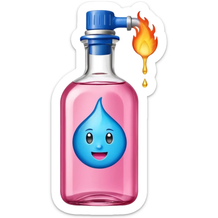 bottle of oil blue top pink outside with logo that says Diddy oil with fire emoji sticker