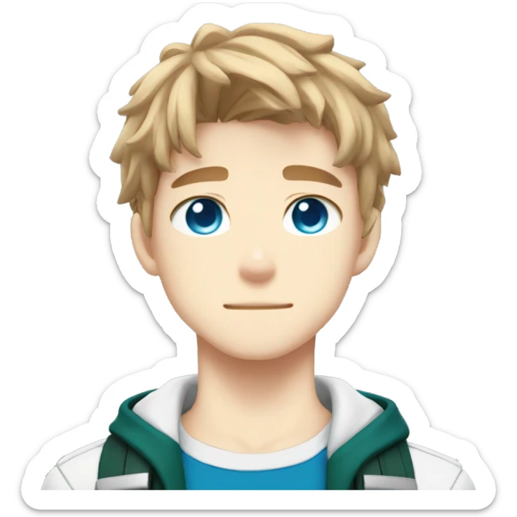 My hero academia style, light brown hair and blue eyes boy  sticker