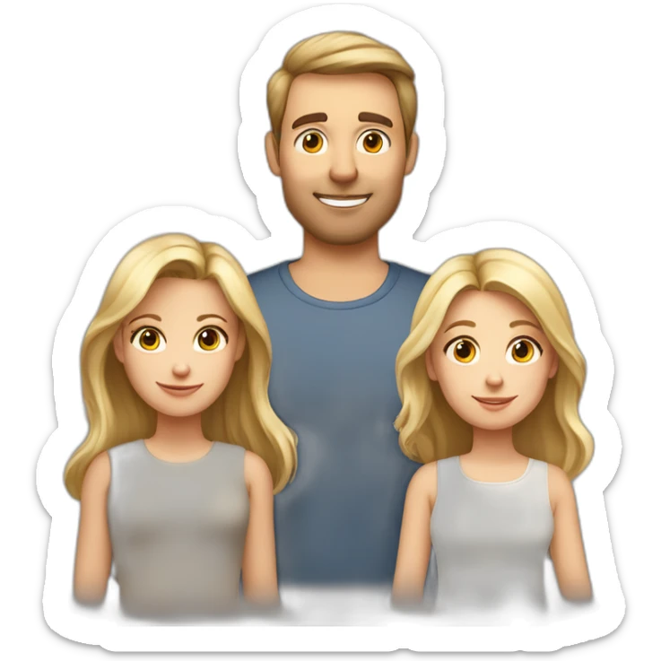 Family of 5 blonde mom brown hair dad 8year old blonde girl, 4year old light brown hair boy and 1 year old light brown hair girl sticker