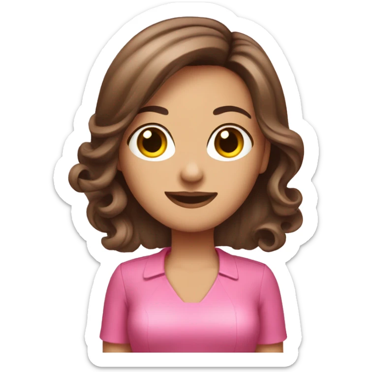 Hair dresser with brown hair pink outfit and hairdryer sticker