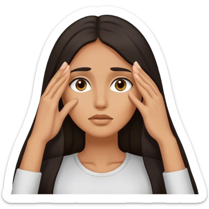face palm woman with long hair said, hands on the face eyes, not showing her face sticker