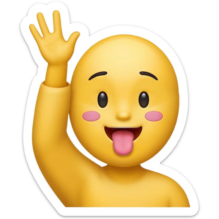 a emoticon with the tongue out, holding up both hands in a shape of an L sticker
