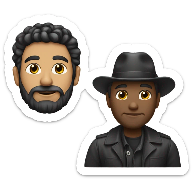 Chico mayor, pelo negro, moreno, con barba negra, con un pincel de pintor en la mano sticker