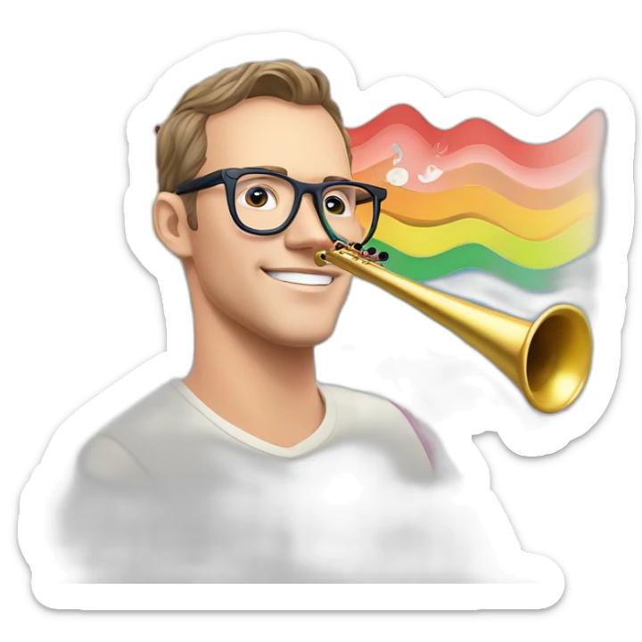 Jonathan Toews wearing glasses as a rainbow musical flute instrument in a symphony with pastel roses sticker
