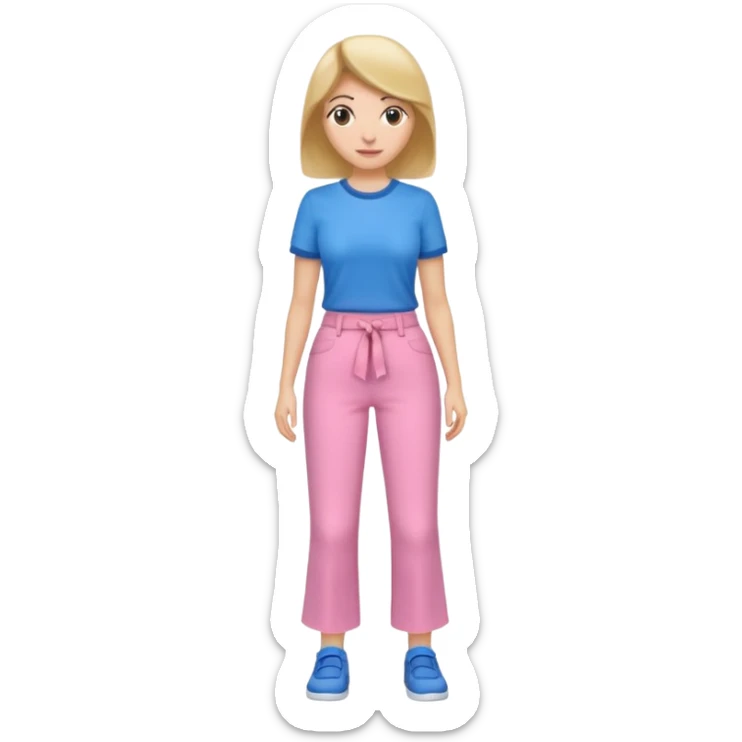 A woman with pants ☺️👖and a skirt and pink pants and blue shirt sticker