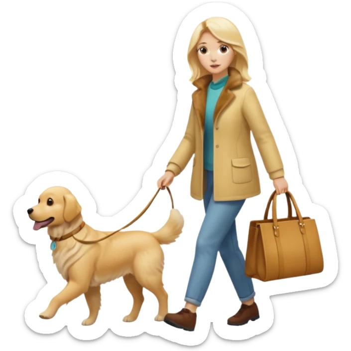 blonde woman wearing white walking only one malese dog sticker