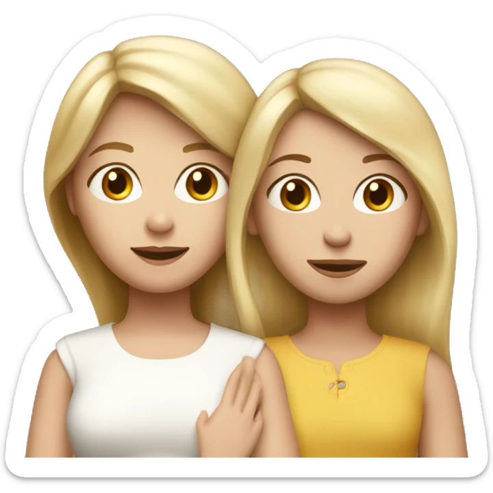 Blonde mother with white skin and her brown-haired adult daughter sticker