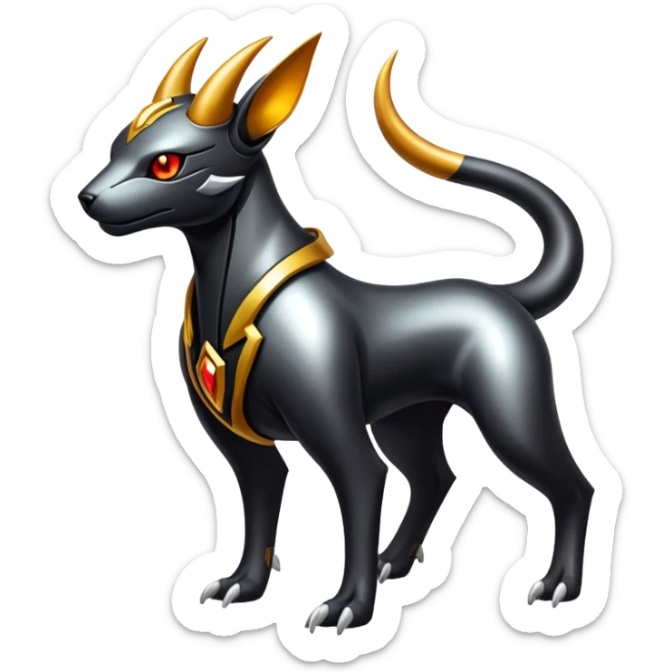 Shiny Futuristic Gothic Exotic Futuristic Houndoom-Genesect-Torracat-Pokémon-Fakémon-hybrid-creature sticker