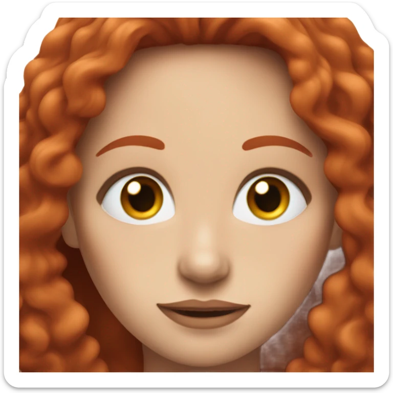 Woman with long red hair and blue eyes and black horns sticker