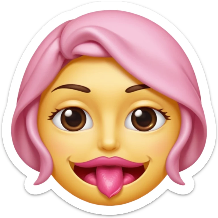 Un 😀 avec un doigt dans la bouche qui cligne des yeux, et il a un nœud sticker