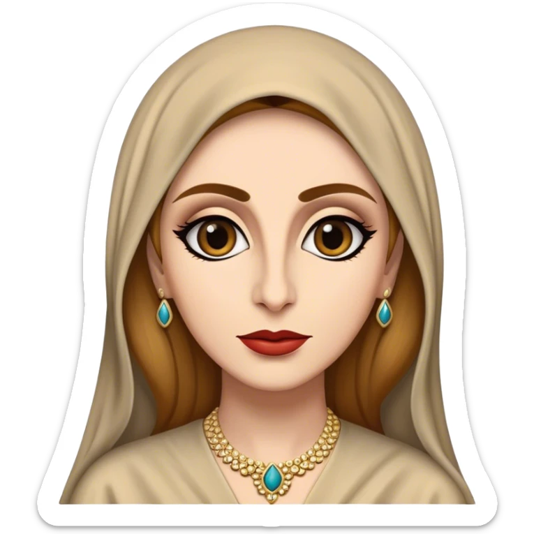 Cinematic Realistic Fairuz Portrait Emoji, depicted as an iconic Lebanese singer with graceful soulful expression and elegant attire, rendered with lifelike textures and warm radiant lighting that captures her timeless musical allure. sticker