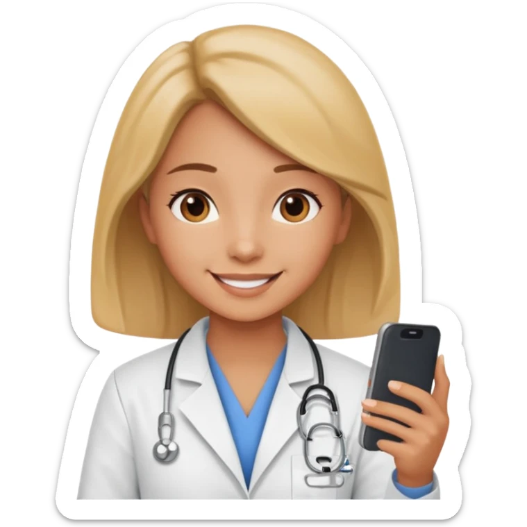 A cute veterinarian girl that watching a movie on her phone sticker