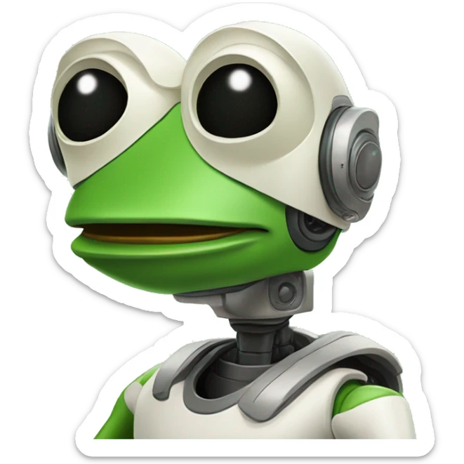 pepe the frog as a robot similar to astro robot but only the head (no body, no arms) sticker