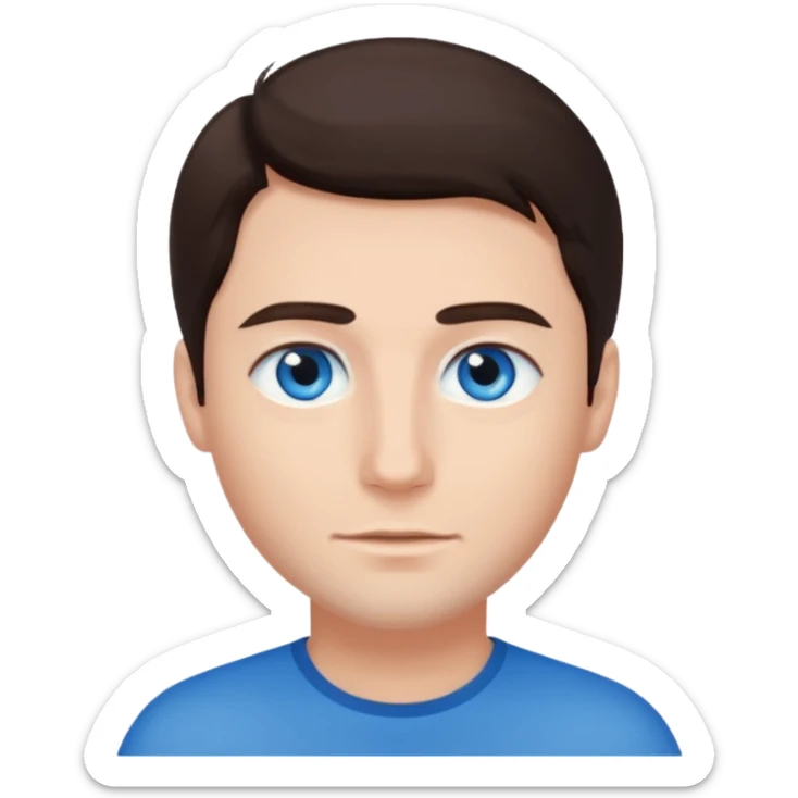 homme yeux bleu azur cheveux brun foncé sticker