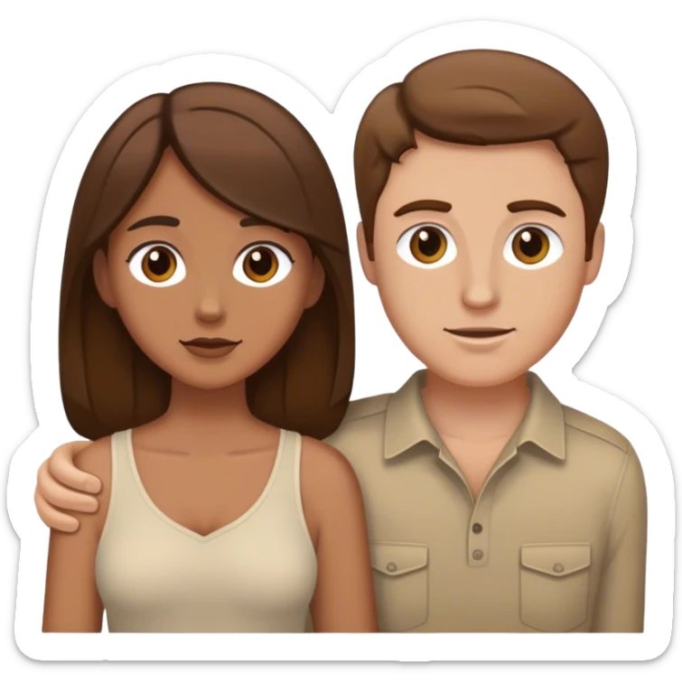 White man brown hair and tan girl brown hair couple  sticker
