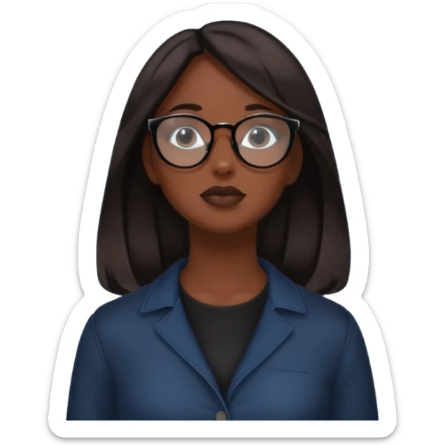 extreme closeup Photo of a beautifull woman with dark hairs and dark uotfit looking up (like villain), orange background, minimalistic, glasses with contrast reflection of blue sky and white clouds  sticker