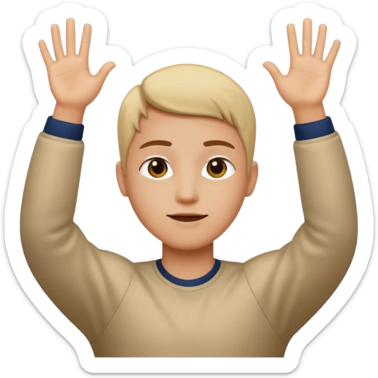 Una persona levantando los brazos y que en el brazo derecho tenga un 6 y en el otro un 7 sticker