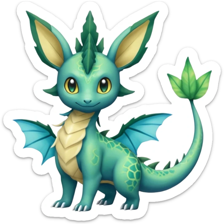 Salandit-Leafeon-Vaporeon-Salamence-hybrid-fusion (full body) sticker