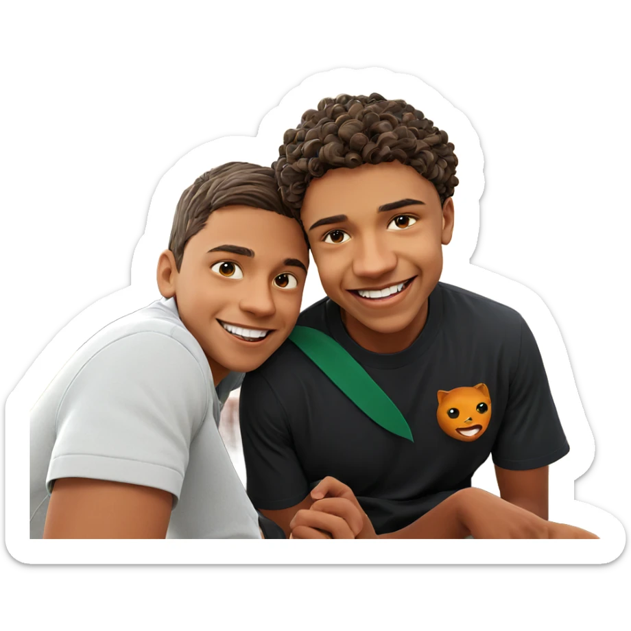 smiling boys in nature sticker