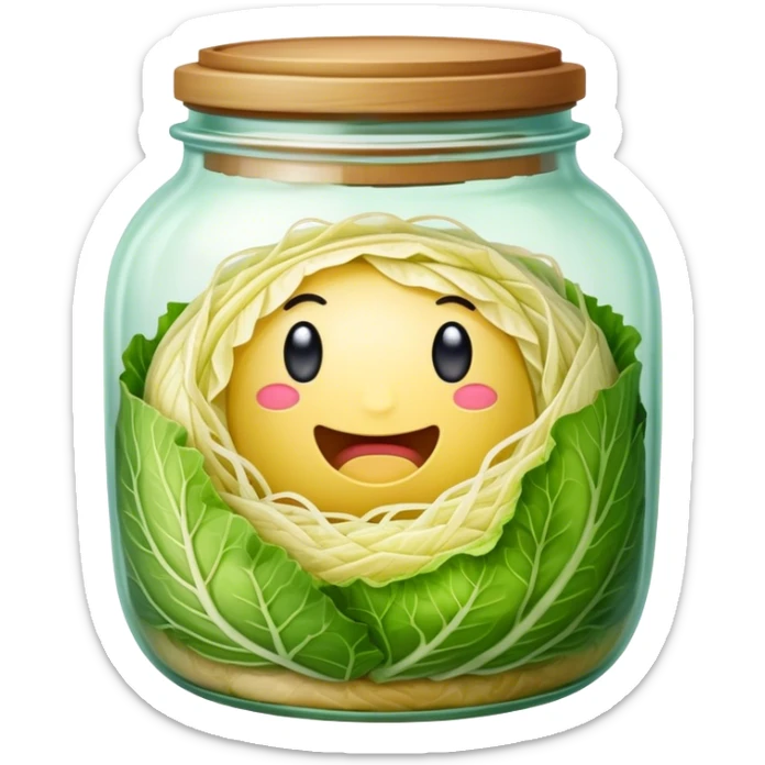 Sauerkraut Cinematic Realistic Sauerkraut Dish Emoji, depicted as tangy fermented cabbage neatly served in a traditional jar, rendered with vibrant textures and crisp, natural lighting. sticker