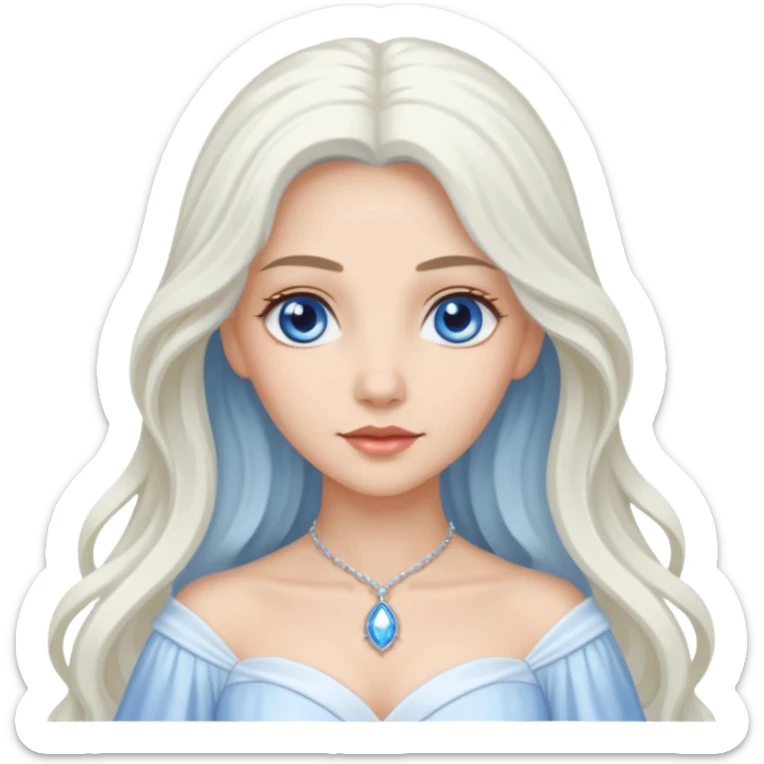 Good Witch of the North from the Wizard of Oz with light skin, blue eyes, white long hair, white outfit sticker