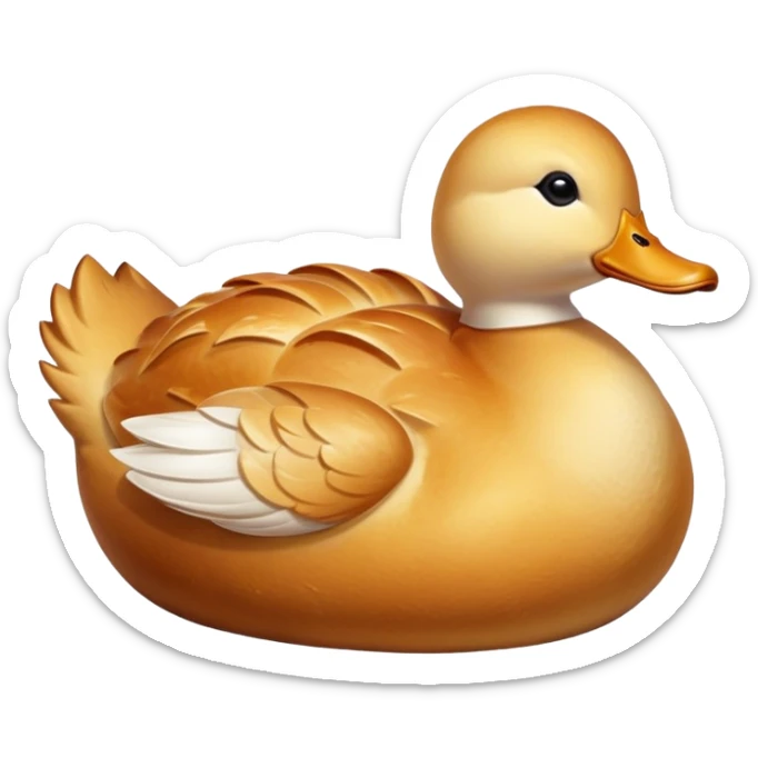 freshly baked bread in the shape of a duck, steaming hot, golden crust sticker