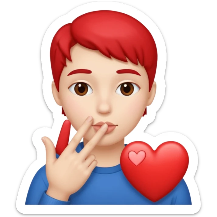 Un bonhomme qui fait un bisous et un cœur avec les doigts  sticker