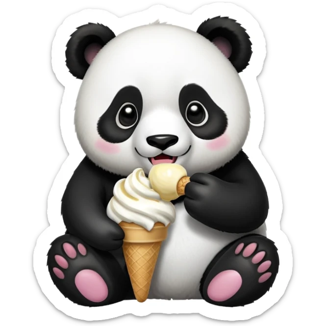 Panda eating ice cream sticker
