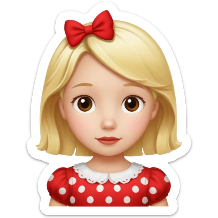 Little girl in red dress with white polka dots sticker