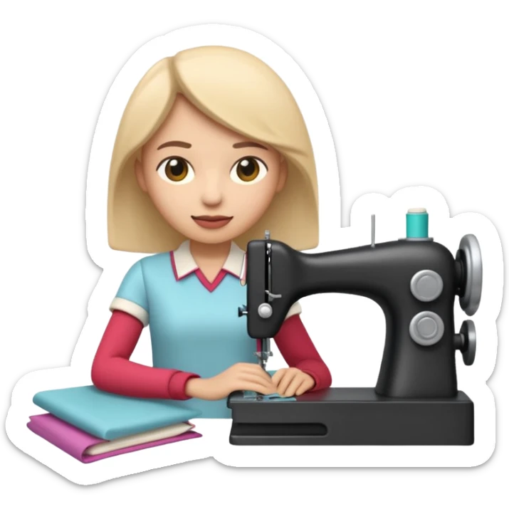 A 3D emoji with a apple Memoji style that the depicts a person who is learning to become a fashion designer as her highchool extended profile. She is young in a highschool age. She has items that are familiar with this job in the field sticker