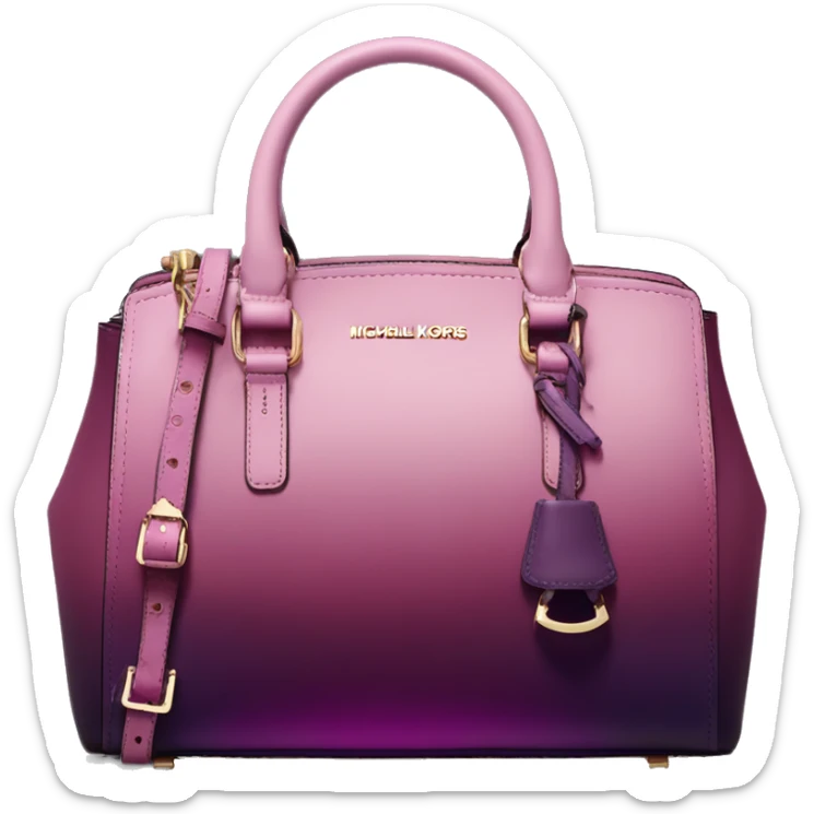 Realistic isolated plum purple to wine color ombre michael kors satchel purse.  sticker