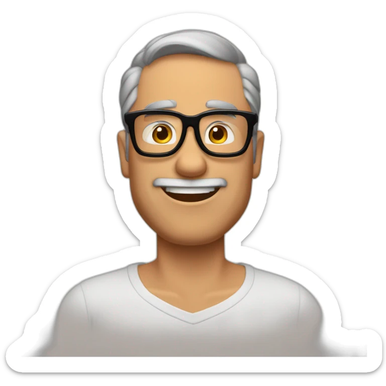 Imagen al estilo Disney Pixar de hombre de 55 años, pelo  canoso, gafas, sin afeitar y complexión fuerte sticker