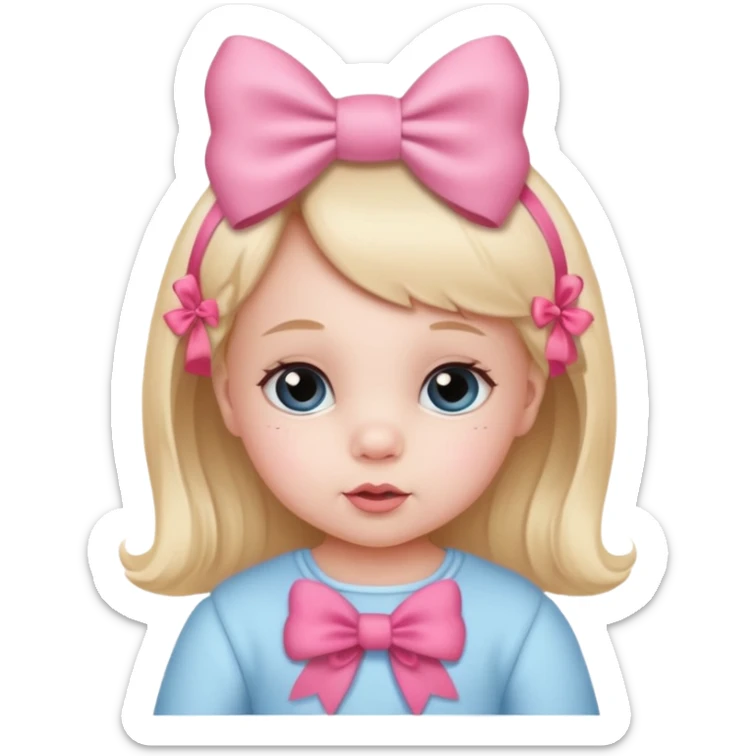 baby girl on a paper background with valentines day decor sticker