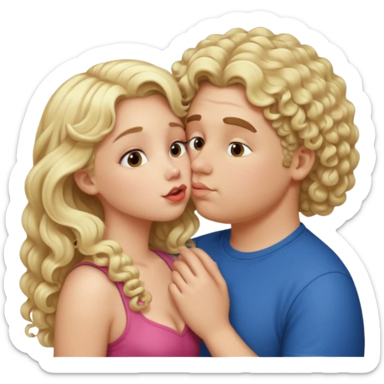 small white blonde girl kissing obese curly hair blonde white man sticker