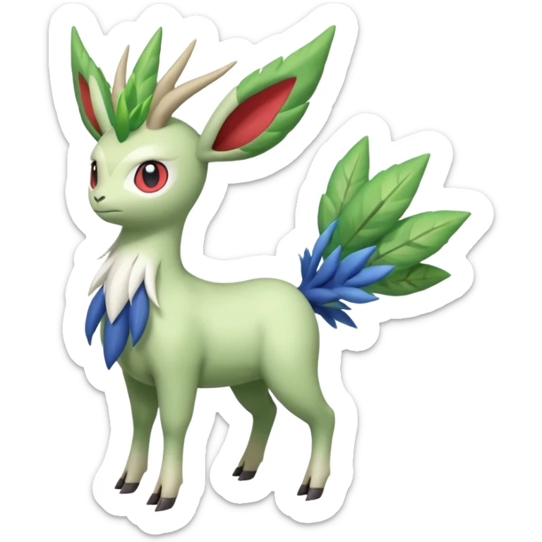 Xerneas-Sprigatito-Gogoat-Celebi-Shaymin-Virizion-Fakémon-Pokémon-fusion-creature (full body) sticker