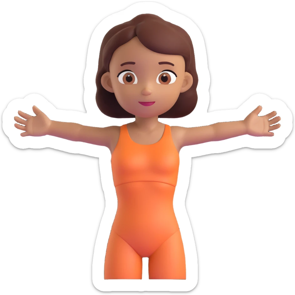Slightly increase the volume of the upper body of the girl, spread them far apart from each other, make the skin color the same for both characters, keep the cartoonish 3D style. sticker