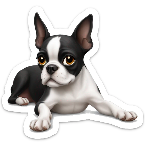 Boston terrier laying sticker