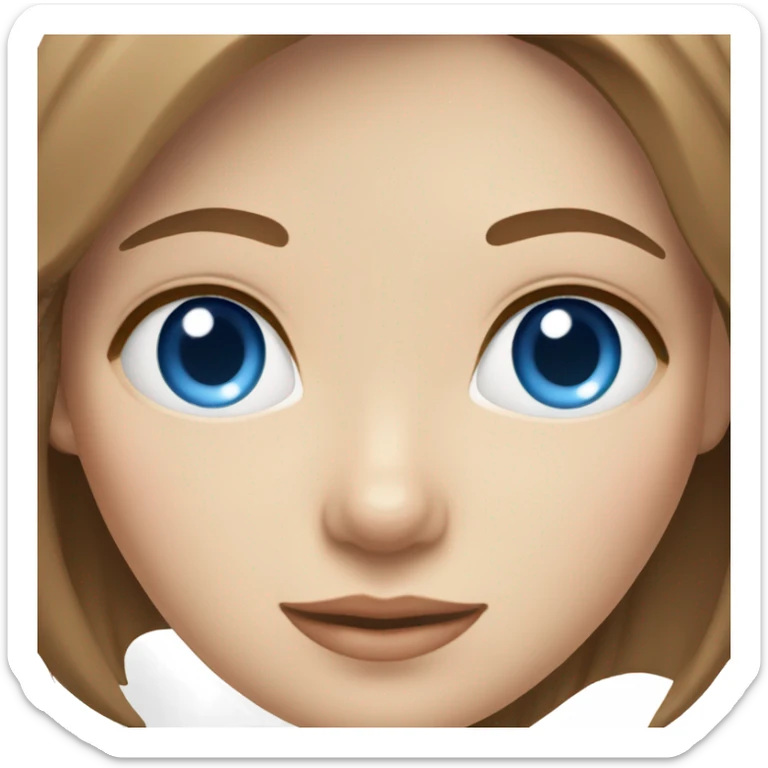 Woman with brown hair brown eyes fair skin with white cat with blue eyes sticker