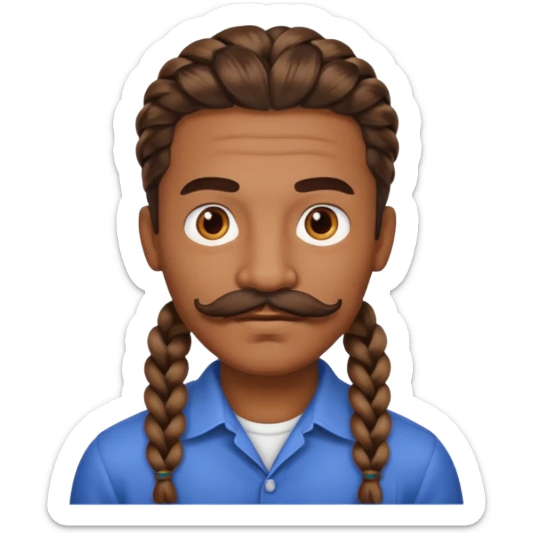 braided an with mustache sticker