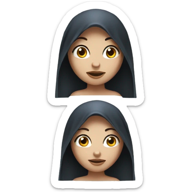 girl with dark hair and blue eyes with towel on head sticker