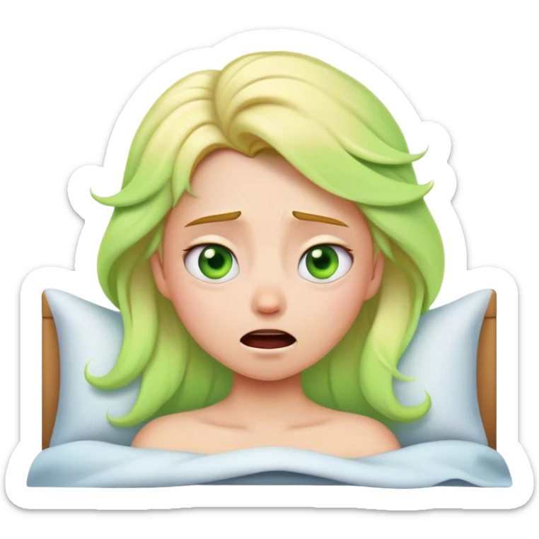 Cinematic Funny Aurora Portrait Emoji, Looking confused as she wakes up, hair a complete mess, blinking sleepily, the struggle of waking up beautifully captured in a hilarious yet endearing moment! sticker