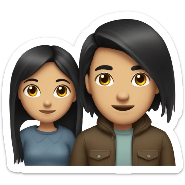 a girl with black straight hair and her boyfriend  sticker