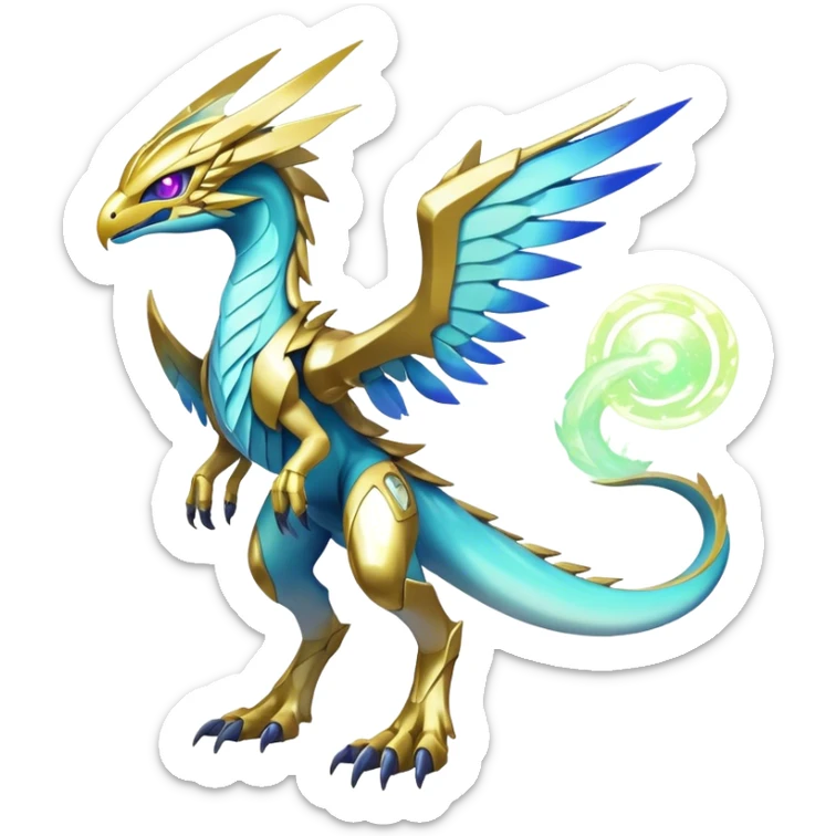 Shiny Futuristic Celestial Magical Ethereal Godly Divine Nebula Fakemon-Pokemon-Digimon-Spectrobes-Raptor-fusion, full body sticker