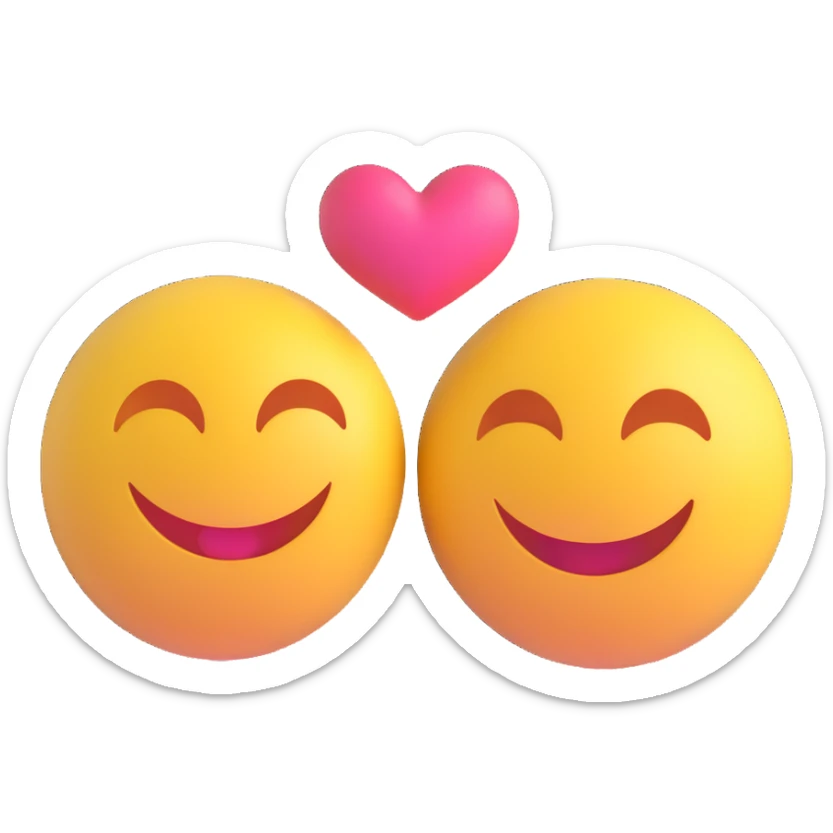 3D smiley emoji, round shape, in love: loving smiley couple messaging each other sticker